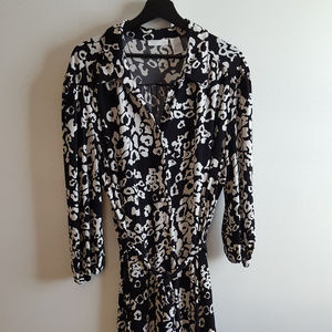 Silky Animal Print Shirt Dress
